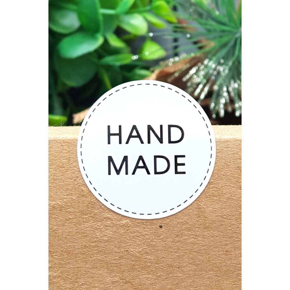 60 Adet 4 Cm Handmade Siyah Beyaz Etiket Sticker