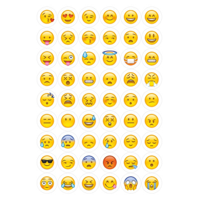 2 Cm 54 Adet Yuvarlak Emoji Sticker Etiket