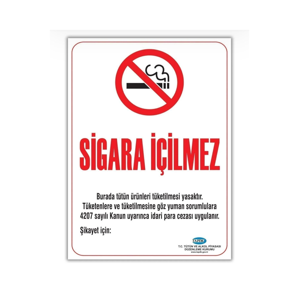 Sigara İçilmez Uyarı İkaz Levhası 32x45 Cm Kuşe
