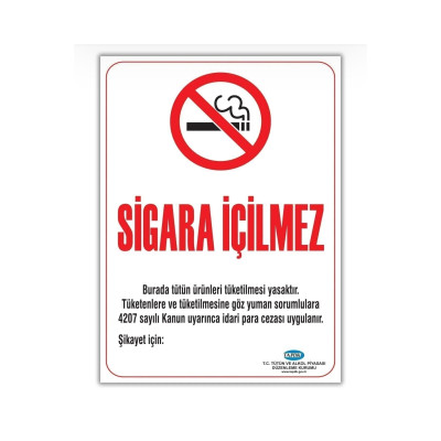 Sigara İçilmez Uyarı İkaz Levhası 32x45 Cm Kuşe