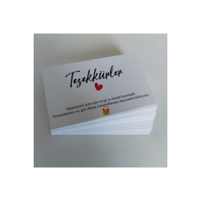 Teşekkürler Kartı 100'lü - 8x5 cm Mat Kuşe