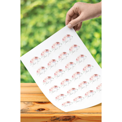 120 Adet Gül ve Mavi Çiçek Teşekkür Ederim Sticker