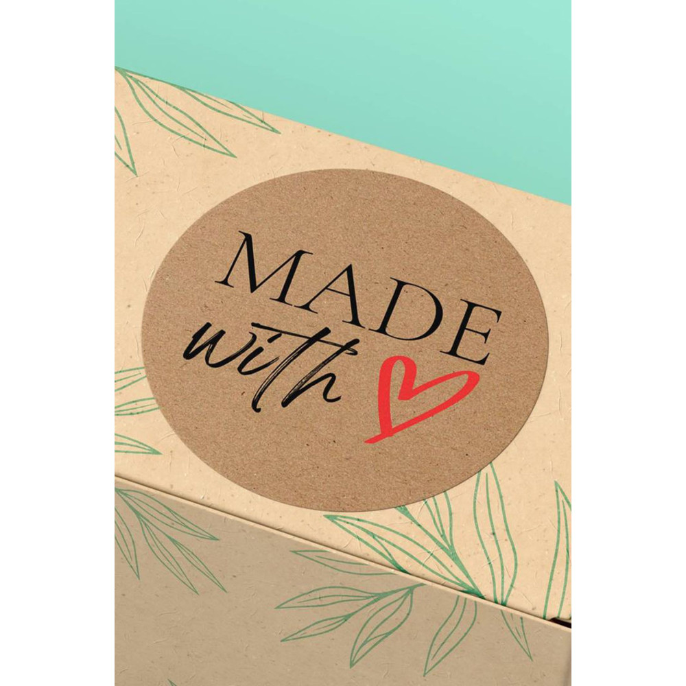 4x4cm Kraft Görünümlü Yapışkanlı Ambalaj Etiketi - 45 Adet