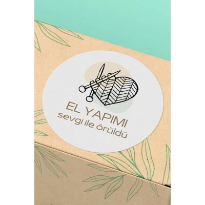 Sticker El Yapımı Sevgi ile Örüldü Yazılı Paketleme Etiketi - 90 Adet