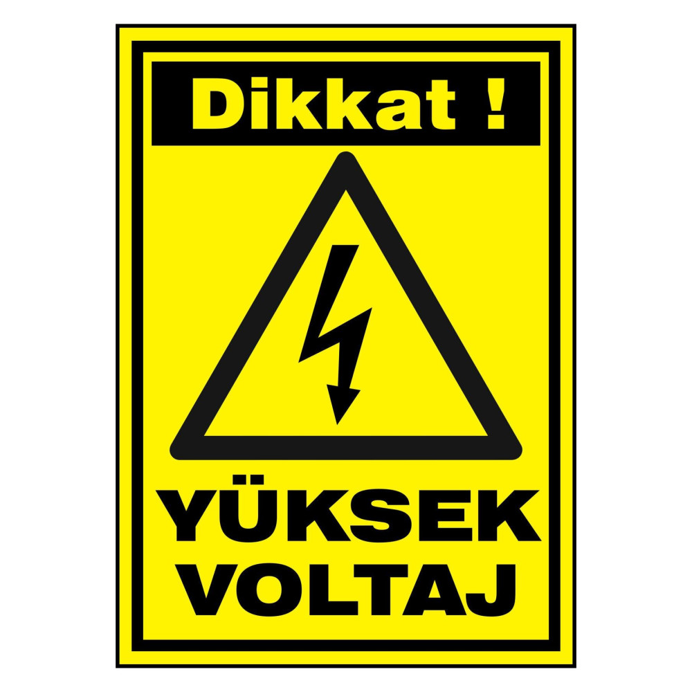 Dikkat Yüksek Voltaj Kendinden Yapışkanlı Etiket 17,5 X 25 Cm