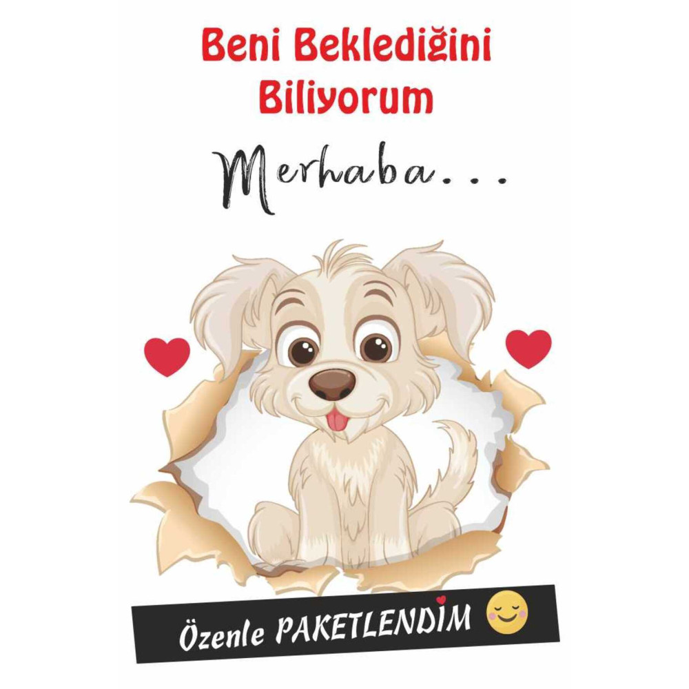 Tek Yüzey Baskılı Happy Dog Teşekkür Kartı - 100 Adet