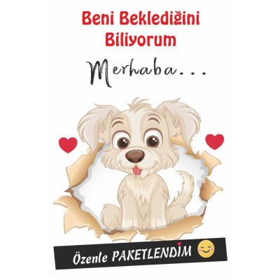 Tek Yüzey Baskılı Happy Dog Teşekkür Kartı - 100 Adet