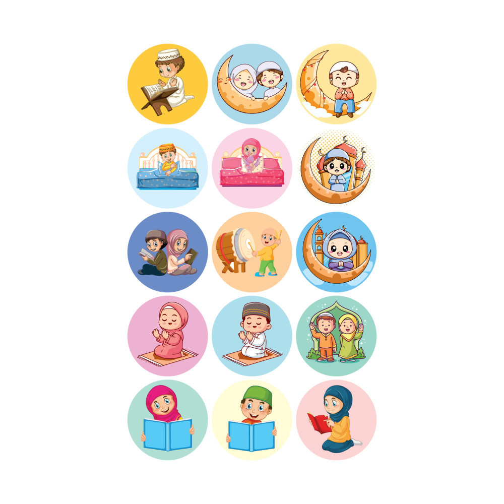 90 Adet İslami Ramazan Temalı Eğitici Sticker Seti
