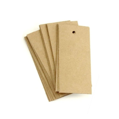 Kraft Karton Etiket, Sallama Ürün Etiketi Delikli 5x9cm 1000 Adet
