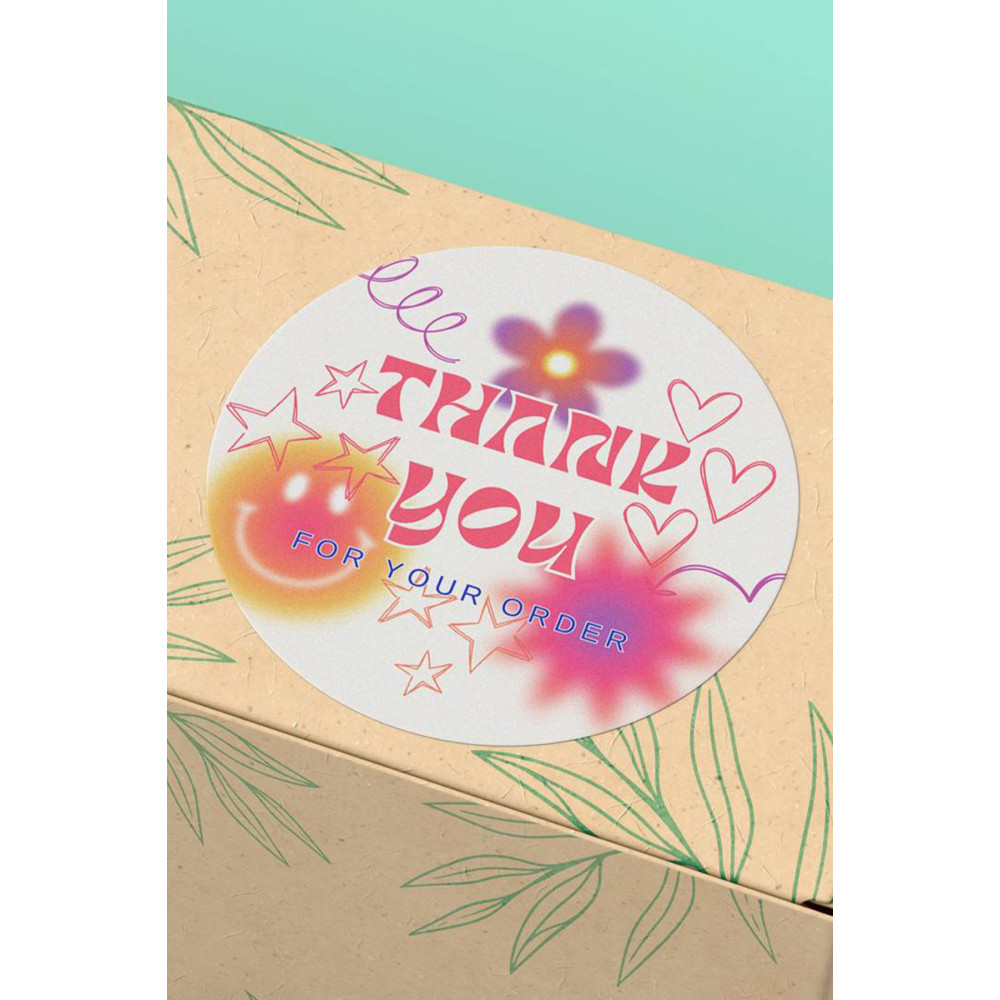Kuşe Thank You Sticker Ambalaj Kargo Paketleme Etiketi - 90 Adet