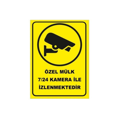Özel Mülk 7-24 Kamera Sticker - 20x30 cm