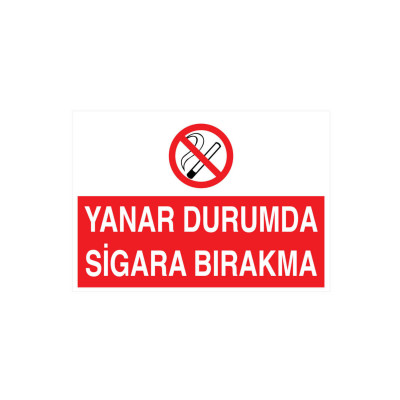 Yanar Durumda Sigara Bırakma Yapışkanlı Sticker 15x25 cm