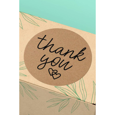 Thank You Sticker Kraft Paketleme Etiketi - 3x3cm 90 Adet