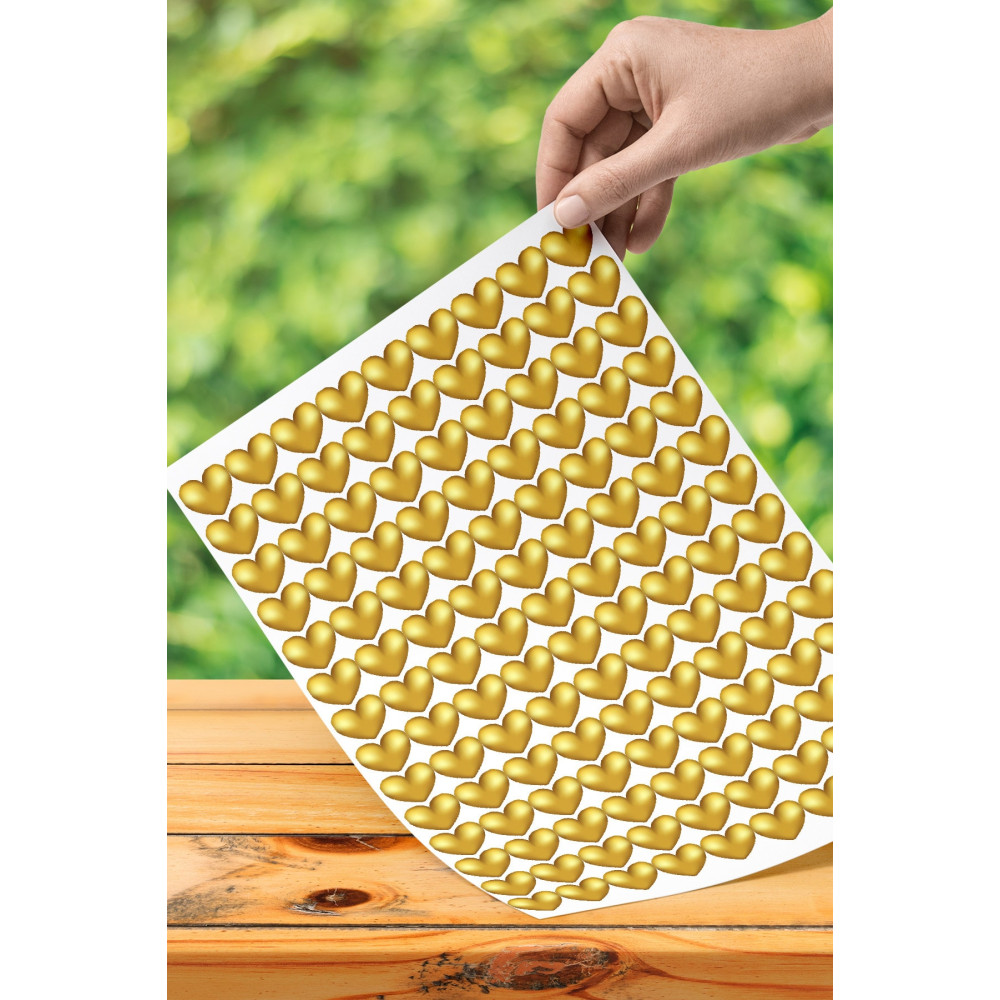 220 Adet Kalp Şekilli Gold Sticker Etiket Paketleme Parti