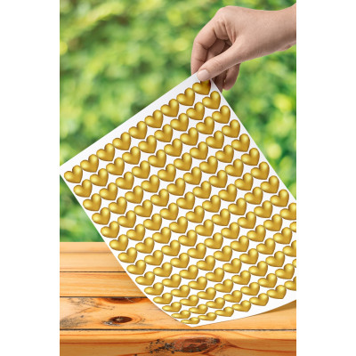 220 Adet Kalp Şekilli Gold Sticker Etiket Paketleme Parti