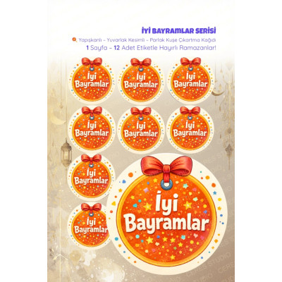 İyi Bayramlar Sticker Seti B-1 - 12 Adet Etiket