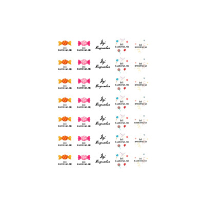İyi Bayramlar Sticker Seti - 15 Adet 3.5cm