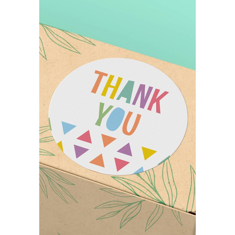 4x4cm Kuşe Sticker Paketleme Teşekkürler Etiketi - 60 Adet