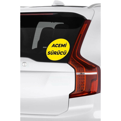 Sarı Zemin Üzerine Siyah Renk Acemi Sürücü Sticker 15x15 Cm