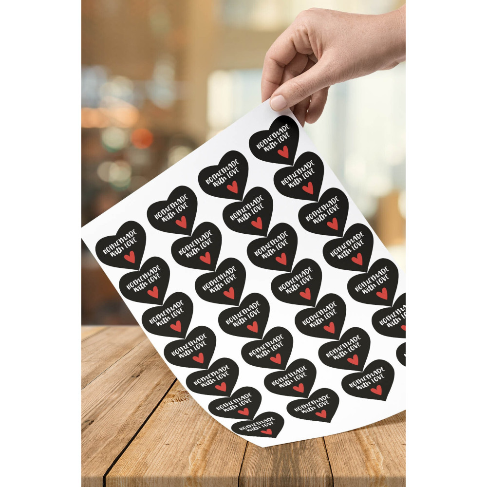 275 Adet Siyah Kalp Şekilli Yapışkanlı Sticker Etiket