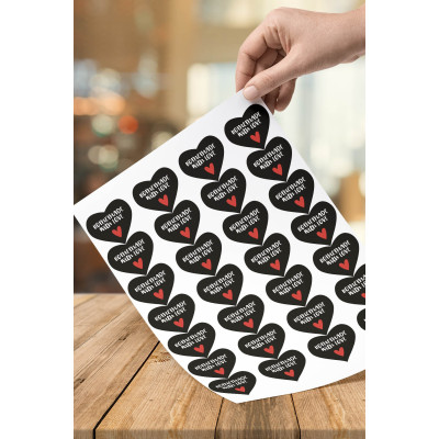 275 Adet Siyah Kalp Şekilli Yapışkanlı Sticker Etiket