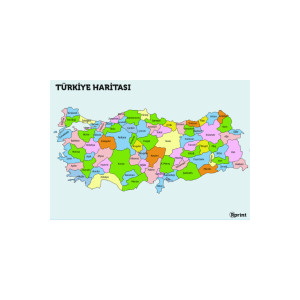 Renkli Türkiye Haritası Çocuk ve Okul Eğitici Poster Tablo 35x70 cm