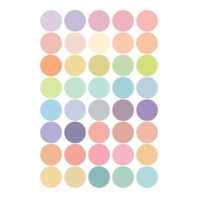50 Adet Pastel Dot Nokta Sticker Etiket Seti