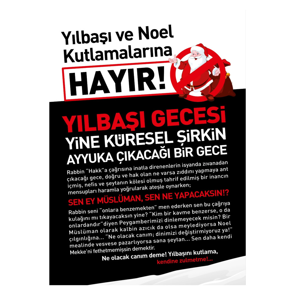 Yılbaşı ve Noel Kutlamalarına Hayır 32x45cm Poster