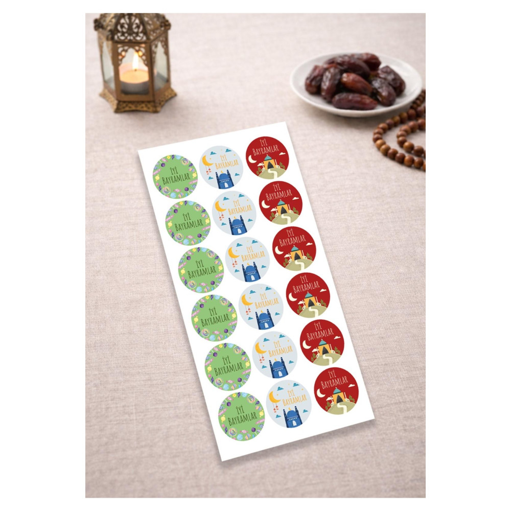 Sticker İyi Bayramlar Temalı 18 Adet - 1 Sayfa