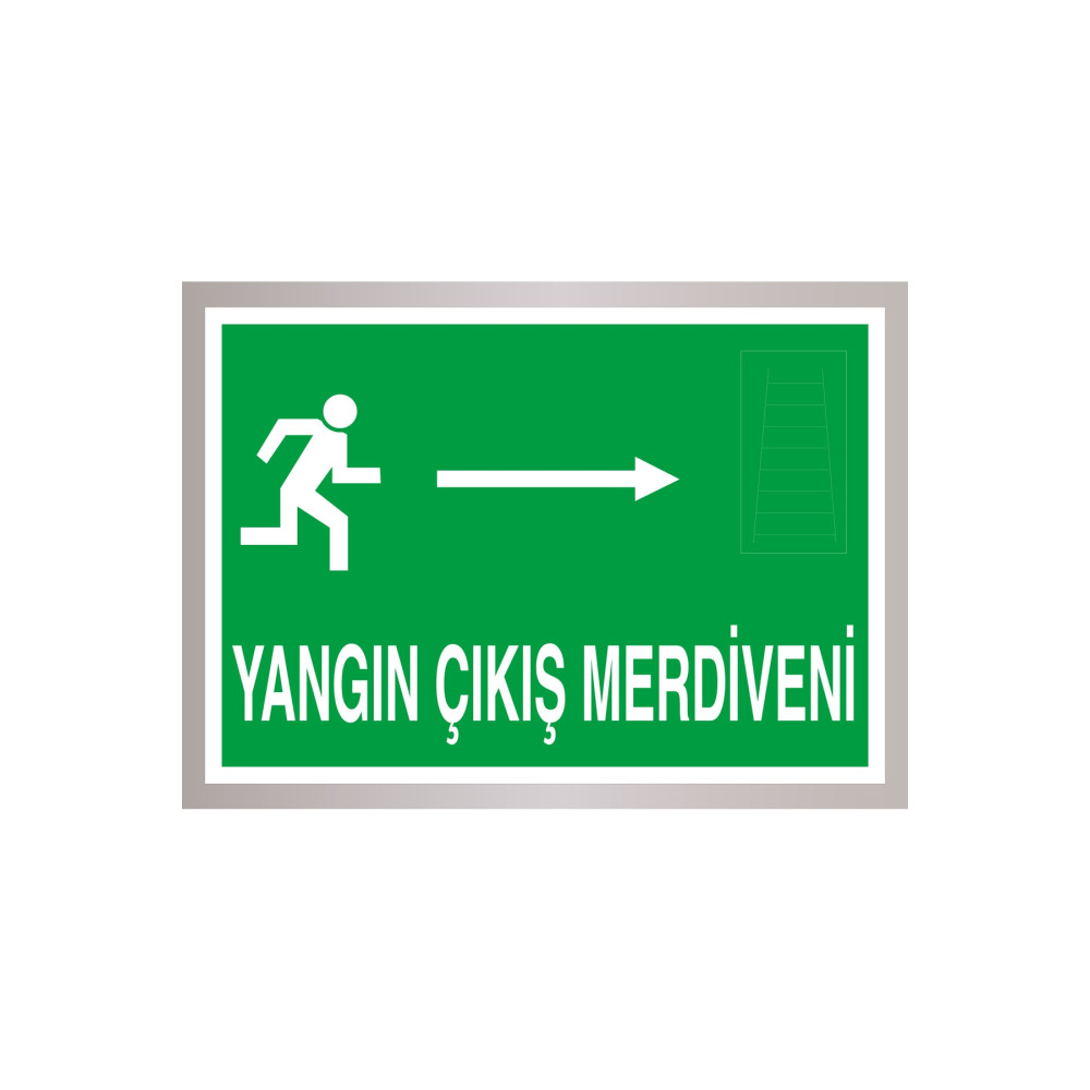 Yangın Çıkış Merdiveni Sağ Yön Etiket A5 - 10 Adet