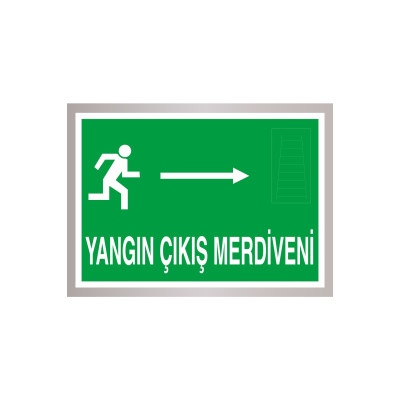 Yangın Çıkış Merdiveni Sağ Yön Etiket A5 - 10 Adet