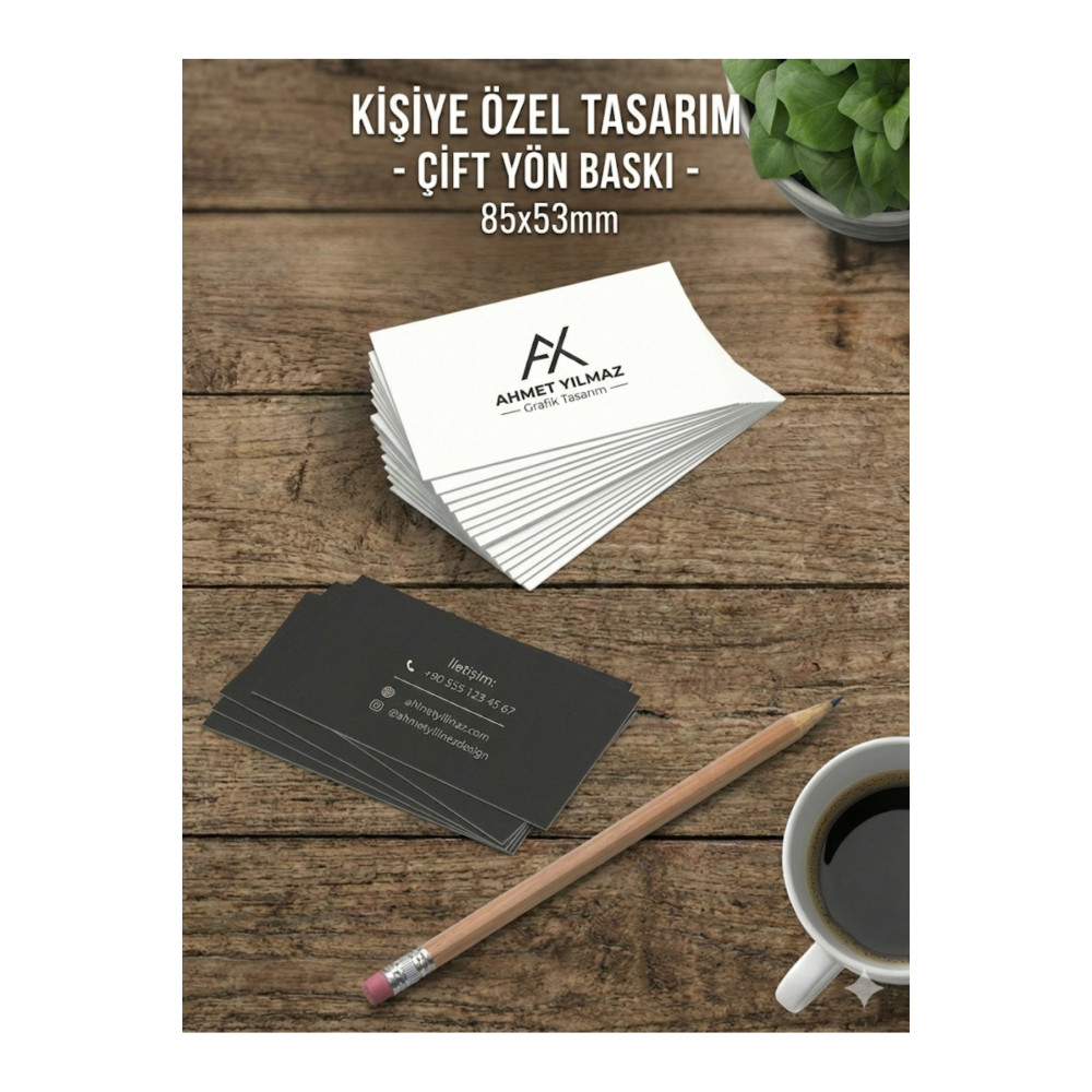 Çift Yön Baskılı Kartvizit 100 Adet - Şık ve Profesyonel