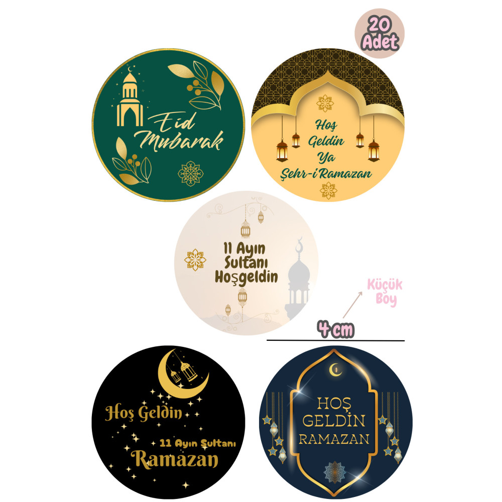 20 Adet Hoş geldin Ramazan Etiketi - Yuvarlak Sticker