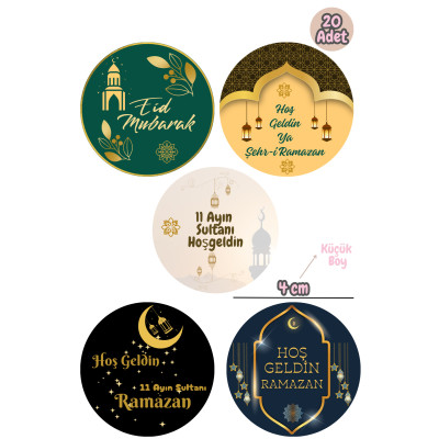 20 Adet Hoş geldin Ramazan Etiketi - Yuvarlak Sticker
