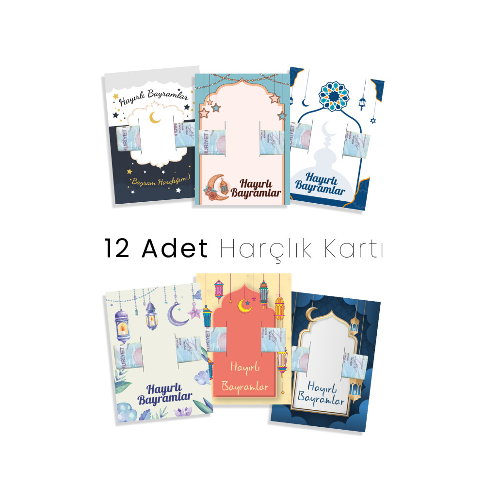 Bayram Temalı Harçlık Kartları - 12 Adet