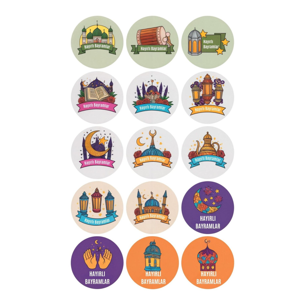 60 Adet Eğitici Ramazan Bayramı Sticker Seti - Çocuklar İçin