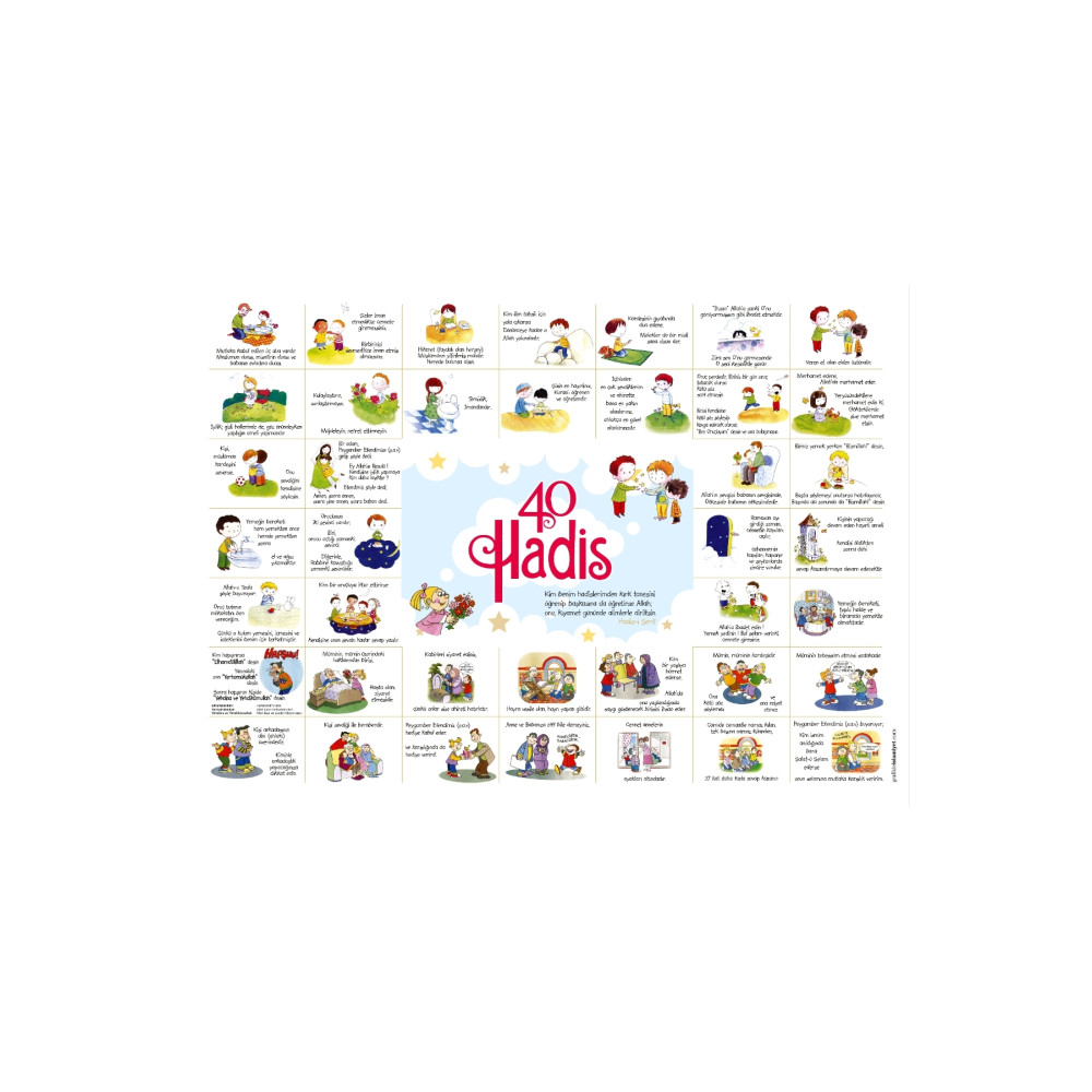 Çocuklar için 40 Hadis Poster Çerçevesiz - 32x45cm