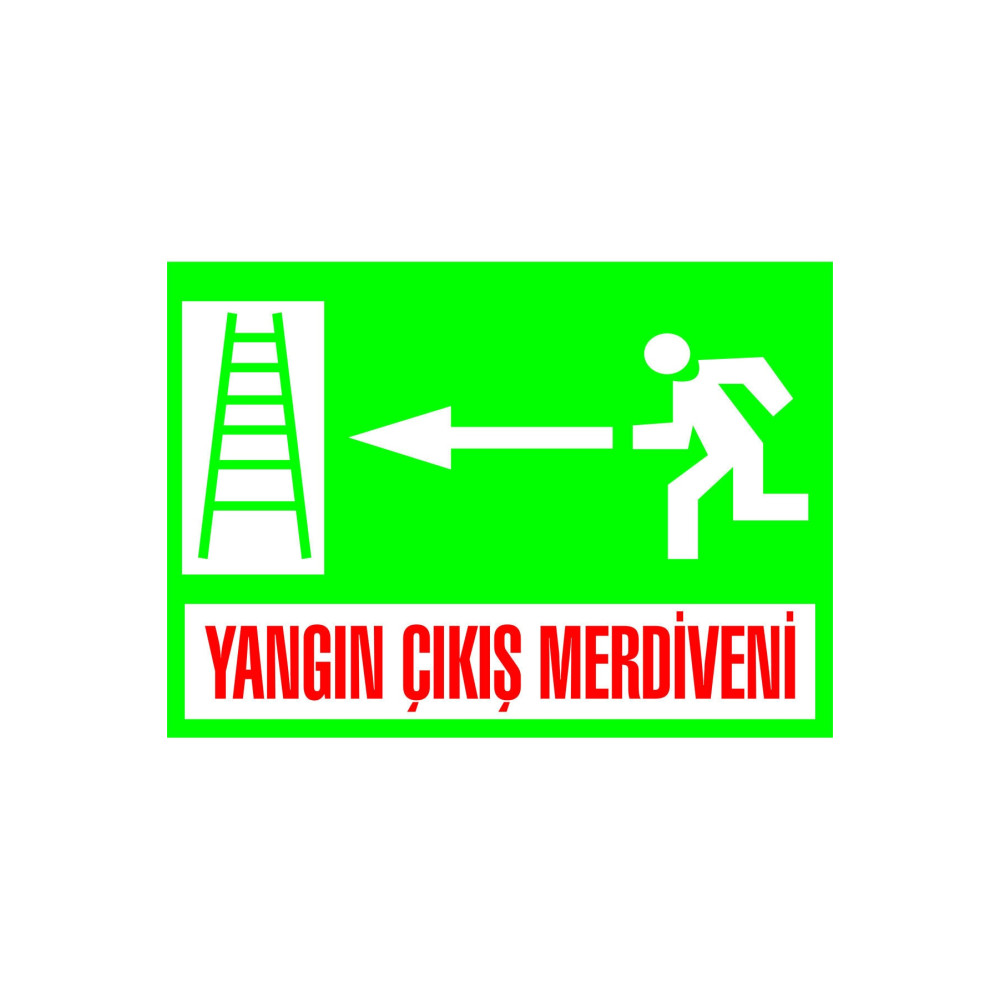Yangın Çıkış Kapısı Kendinden Yapışkanlı Etiket 17,5 X 25 Cm