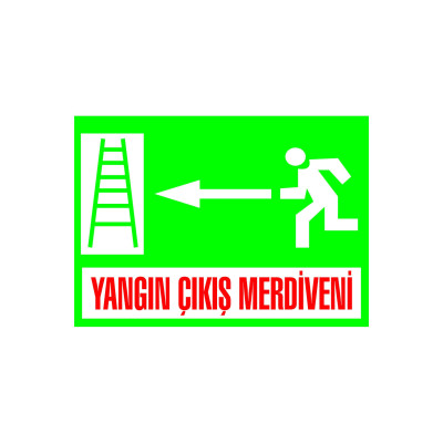 Yangın Çıkış Kapısı Kendinden Yapışkanlı Etiket 17,5 X 25 Cm