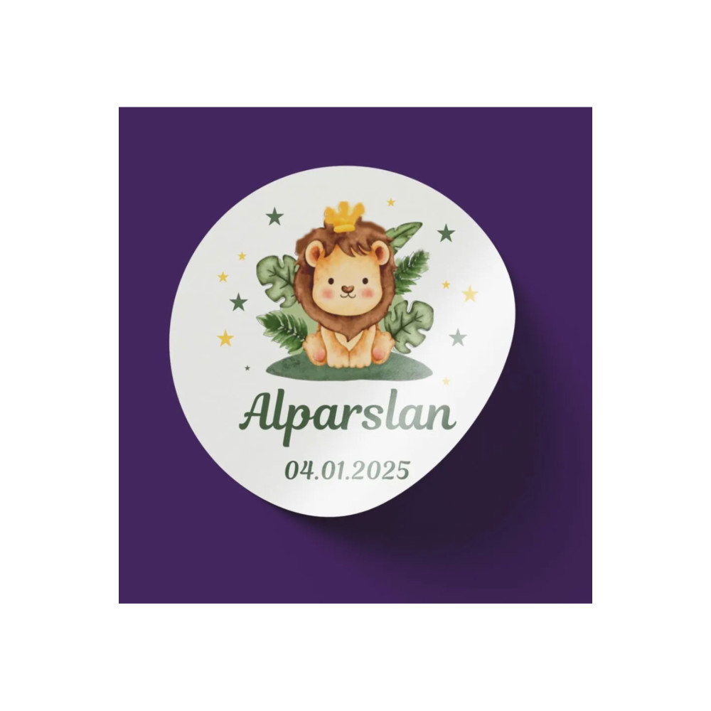 Sticker 3,5x3,5cm 50 Adet Aslan Figürlü