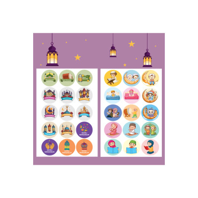 24 Adet Ramazan Temalı Eğitici Sticker Seti