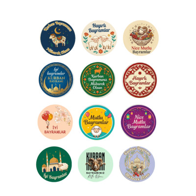 30 Adet İyi Bayramlar Sticker - 3,5 cm