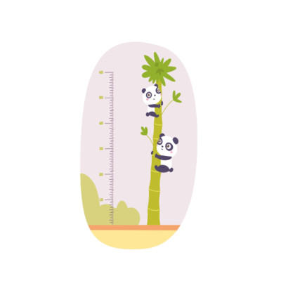 Sevimli Panda Boyölçer Sticker - Çocuk Odası Dekoru