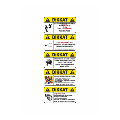 Dikkat Sticker 5 Adet - Komik Araba Sticker